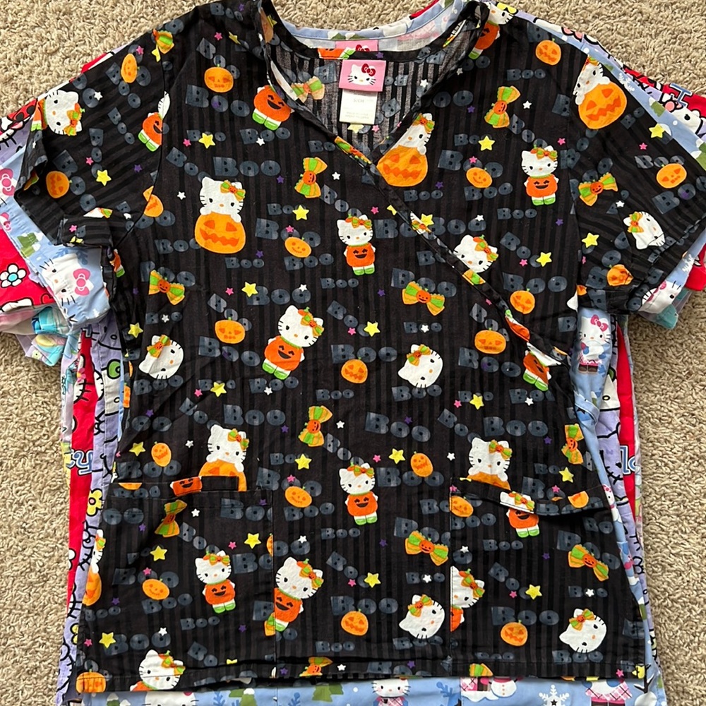 Halloween hello Kitty scrub top